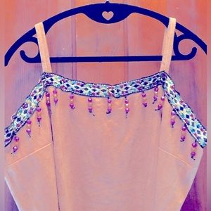 Donated. Ornate Indian Woman 3-Pc. Quality Hand Sewn, Gorgeous Trim Dangle Beads